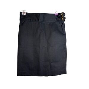 Ralph‎ Lauren Black Pencil Skirt w/ Gold Buckle Detail Size 4P